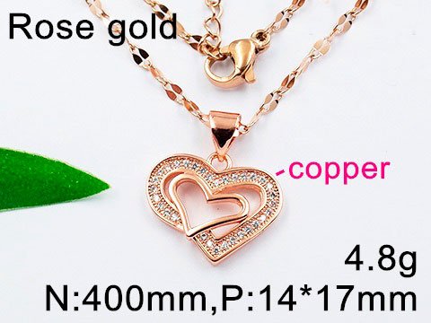 Collar rosa dije corazón con pedrería AzulTurquesa Joyería de Acero