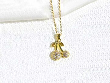 Collar ddorado dije cerecitas con pedrería