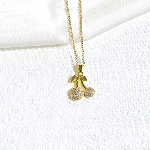 Collar ddorado dije cerecitas con pedrería