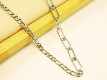 Collar plateado 45cm doble diseño de cadena