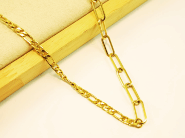 Collar dorado 45cm doble diseño de cadena