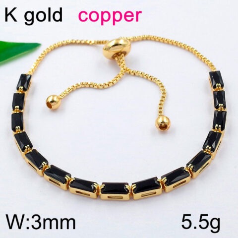 Pulsera dorada ajustable c/pedrería negra