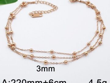 Tobillera rose gold 3 bolitas