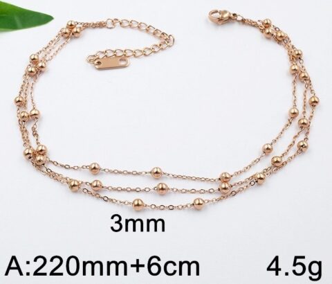 Tobillera rose gold 3 bolitas