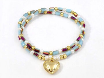 Pulsera elástica doble tonos celeste claro