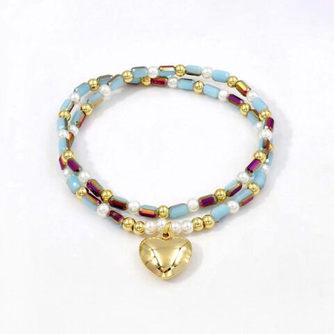 Pulsera elástica doble tonos celeste claro