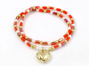 Pulsera elástica doble tonos naranja