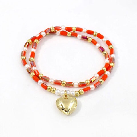 Pulsera elástica doble tonos naranja
