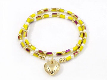 Pulsera elástica doble tonos amarillos