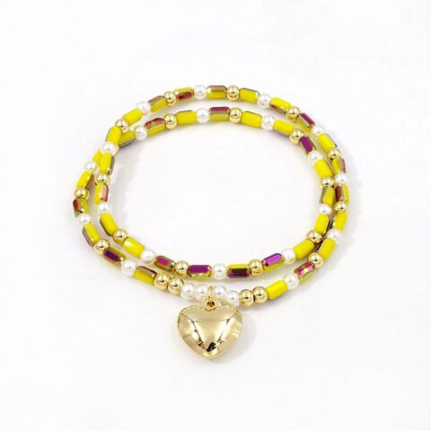 Pulsera elástica doble tonos amarillos