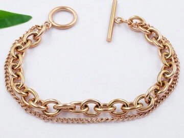 Pulsera rose gold doble cadena broche TifFaNy