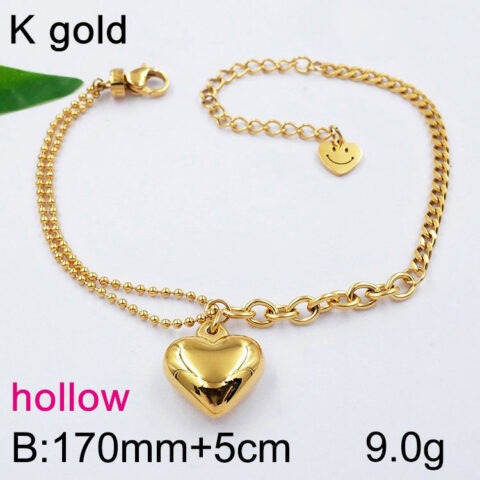 Pulsera dorada dije corazón infladito