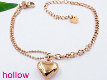 Pulsera rose gold dije corazón infladito