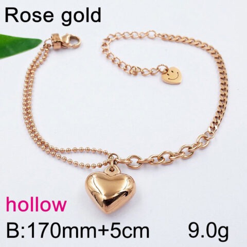 Pulsera rose gold dije corazón infladito