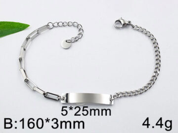 Pulsera plateada placa al centro