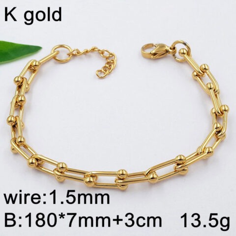 Pulsera dorada eslabón Herradura 7mm