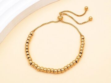 Pulsera dorada cuentas 4mm ajustable