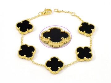 Pulsera dorada alhambras 1.5cm negras
