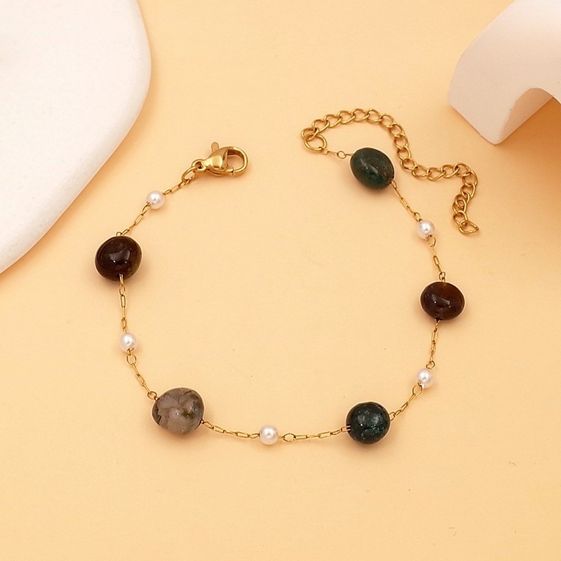 Pulsera piedras colores y perlitas
