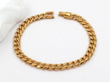 Pulsera dorada 19cm eslabón 6mm