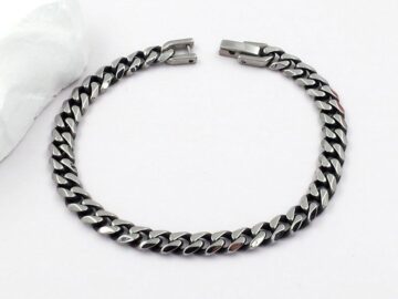 Pulsera plateada19cm eslabón 6cm