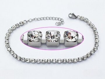 Pulsera plateada 18cm pedrería 4mm