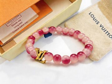 Pulsera elástica piedras naturales veteadas "LV"