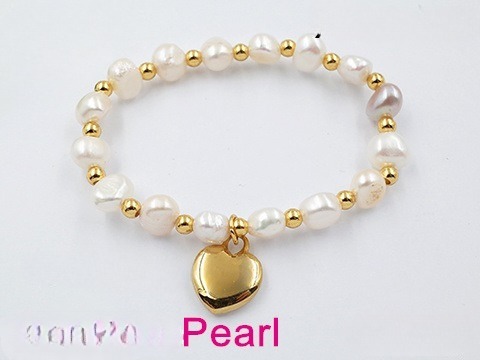 Pulsera perlas naturales dije corazón