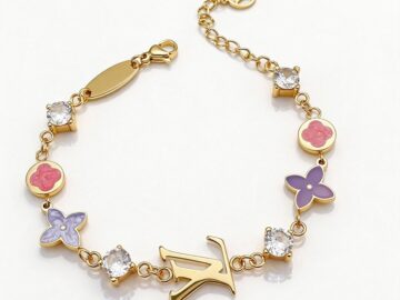 Pulsera dorada Charms colores "LV"