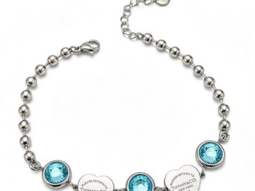 Pulsera plateada Charms celeste y corazón T_F:anY