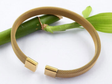 Brazalete dorado abierto diseño mesh 8mm*6cm