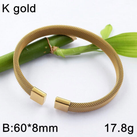 Brazalete dorado abierto diseño mesh 8mm*6cm