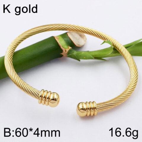 Brazalete dorado abierto diseño entorchado 4mm