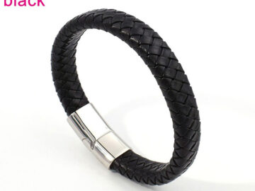 Cuerito negro trenzado 1.2cm *21cm