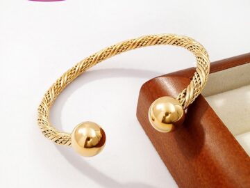 Brazalete dorado 6cm mesh entorchado