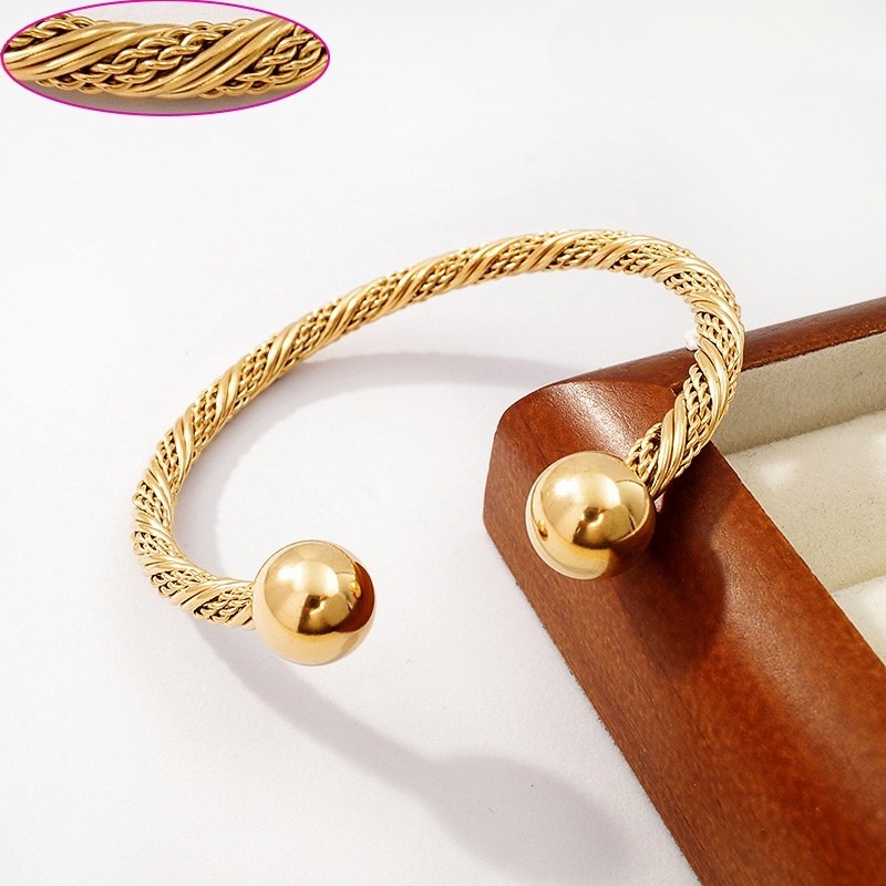 Brazalete dorado 6cm mesh entorchado