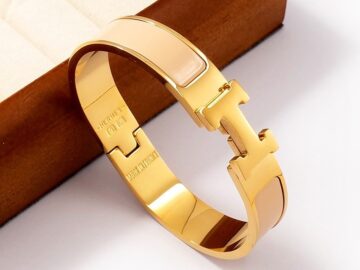 Brazalete dorado 58*14mm beige diseño H