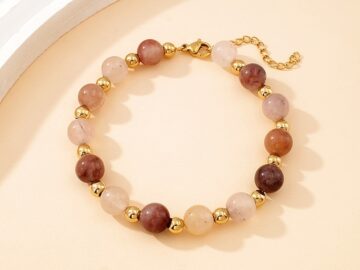 Pulsera dorada piedras naturales 8mm