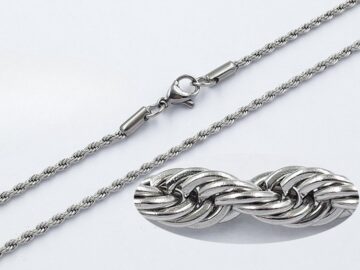 Cadena plateada entorchada 55cm*2mm