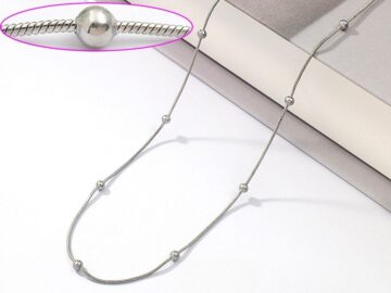 Cadena plateada 50cm*1mm bolitas 3mm