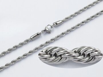 Cadena plateada entorchada 3mm*80cm