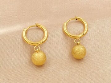 Argollitas doradas 2.5cm bolita brillante