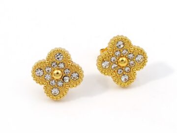 Aretes Alhambra dorada 1.3cm pedrería