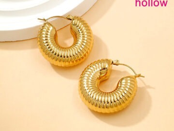 Argollas doradas 3cm*1cm acanaladas
