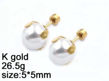 Aretes perlita 5mm base dorada