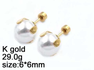 Aretes perlita 6mm base dorada