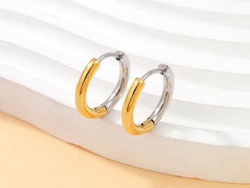 Argollas 1.7cm*2.5mm doble tono