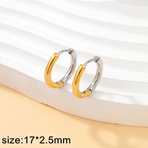 Argollas 1.7cm*2.5mm doble tono