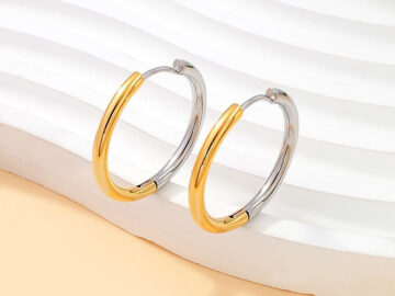 Argollas 2.5cm*2.5mm doble tono