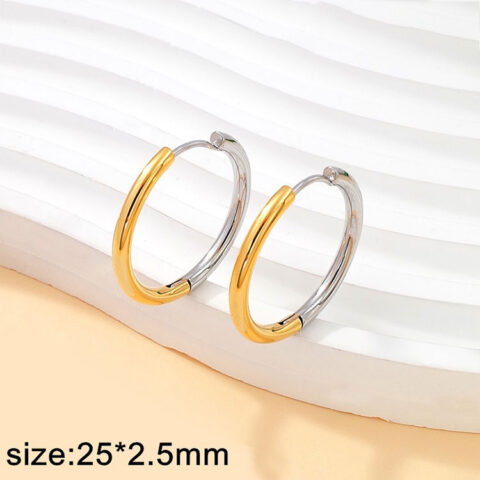Argollas 2.5cm*2.5mm doble tono
